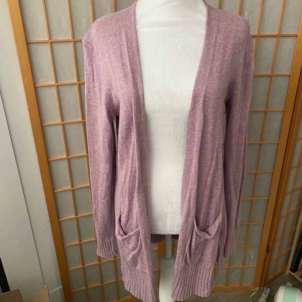 Old Navy Pink - Purple Open-Front Long-Line Sweater Cardigan Women Small Pocket